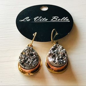SMOKEY CRUSHED DRUZY QUARTS EARRINGS